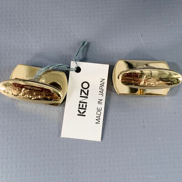 KENZO Gold Engraved Monogram Metal Cuff Links - Picture 4 of 4